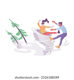 Una ilustración de estilo plano de un tornado 