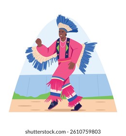 A flat style illustration of a traditional dancer