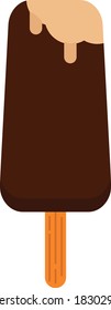 
flat style illustration vector of chocolate ice cream with melted vanilla cream inside
