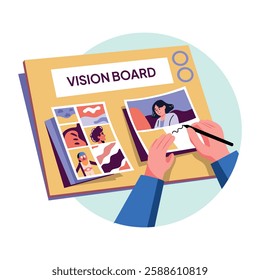 A flat style illustration of vision board 