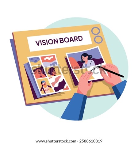 A flat style illustration of vision board 