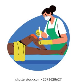 A flat style illustration of waxing character