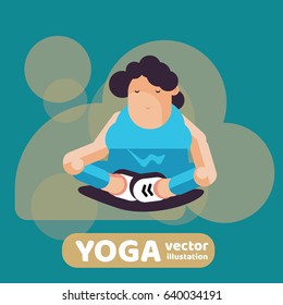 Flat style illustration of yoga. Meditation practice. Yoga character. Vector illustration made in cartoon style. Healthy lifestyle.