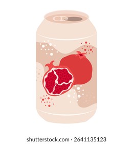 Flat style illustrations of bottled and canned fruity drinks and flavored soda. Summer cold and soft drinks