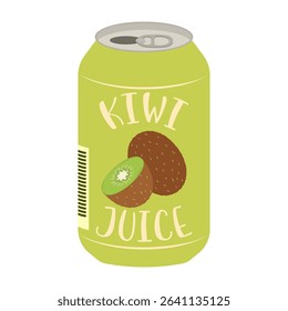 Flat style illustrations of bottled and canned fruity drinks and flavored soda. Summer cold and soft drinks
