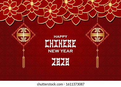 Flat Style Imlek Chinese New Year Template Banner Background