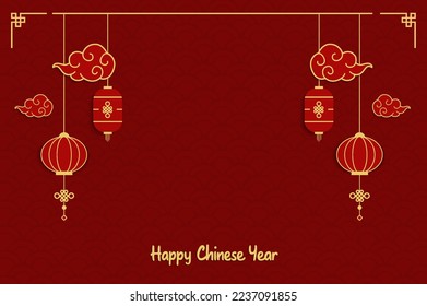 Flat Style Imlek Chinese New Year Template Banner Background