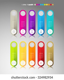 Flat style info graphic, 10 elements