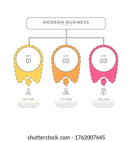 estilo plano Plantilla de proceso de organigrama de diseño infográfico con texto editable