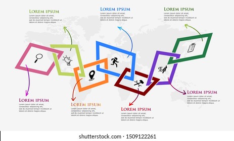 Flat style infographic options template. 
Modern concept design template with 7 options, steps or parts.