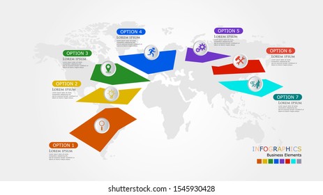 Flat style infographic options template. 
Modern concept design template with 7 options, steps or parts.