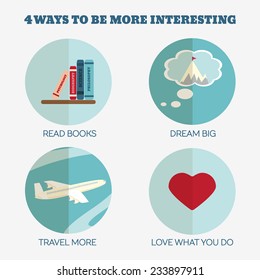 Flat Style Infographics. 10 ways to make your life better. Concept for education, training courses, self-development and how-to articles