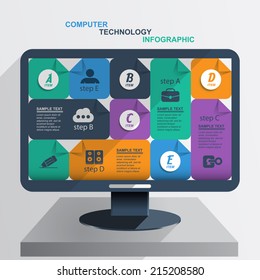 Flat style infographics computers data 