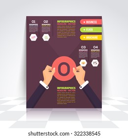 Flat Style Infographics Design Brochure, Cover, Flyer. Numbered Banner, Number Zero