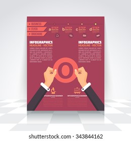 Flat Style Infographics Design Brochure, Cover, Flyer. Numbered Banner, Letter O