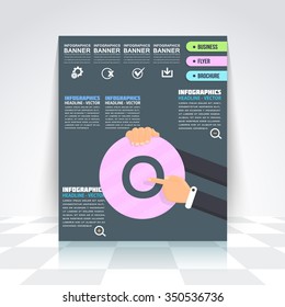 Flat Style Infographics Design Brochure, Cover, Flyer. Numbered Banner, Letter O