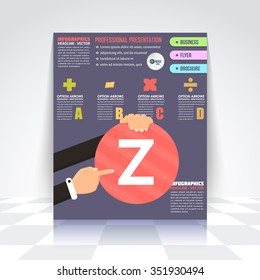 Flat Style Infographics Design Brochure, Cover, Flyer. Numbered Banner, Letter Z
