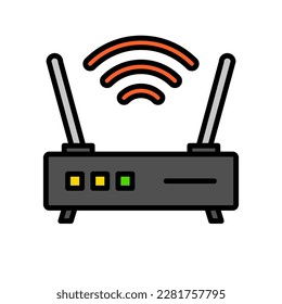 Flat style internet router icon. Network router. Vector.
