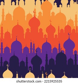 Flat style Islamic Mosque bright seamless pattern design. muslim surface design