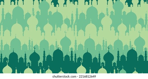 La mezquita islámica de estilo plano presenta un diseño de patrones impecable. diseño de superficie musulmana en color verde