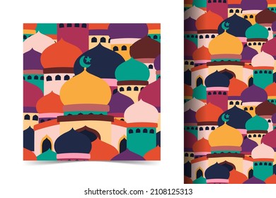 Flat style Islamic Mosque seamless pattern design