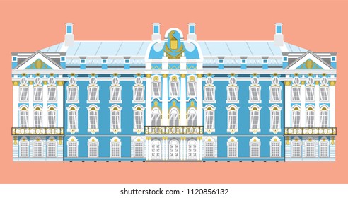 flat style isolate vector of Catherine Palace landmark of st.petersburg Russia illustration,vector element 