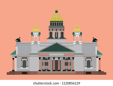 flat style isolate vector of St. Isaac's Cathedral landmark of st.petersburg Russia illustration,vector element 