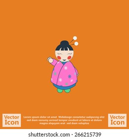 Flat style japanese doll icon