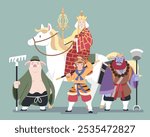 Flat style Journey to the West characters cartoon illustration