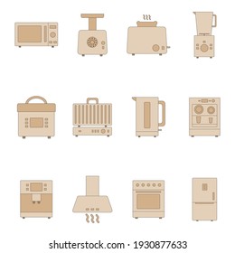 Flat style kitchen appliances. Set of vector icons.