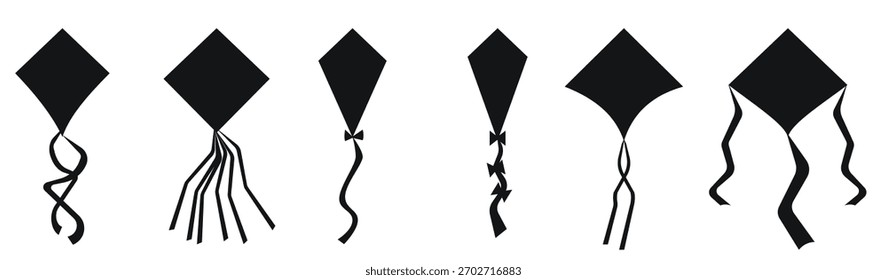 Colecciones de cometa de estilo plano Silhouettes Vector premium
