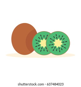 Flat style kiwi vector icon. Kiwi icon isolated on white background. Fresh healthy fruit icon. Vector illustration.