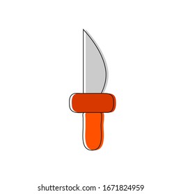 Flat style knife icon. Knife for hunting, fishing. Dagger, flat. Vector.