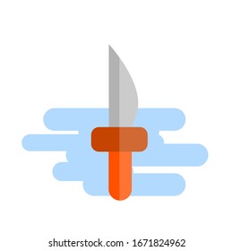 Flat style knife icon. Knife for hunting, fishing. Dagger, flat. Vector.