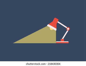 Flat style lamp in the dark ray of light vector illustration infographics element icon. Interior objects collection.