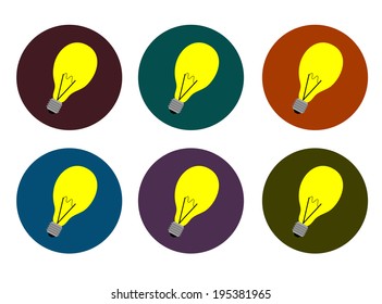 Flat style lamp icon set in dark colors