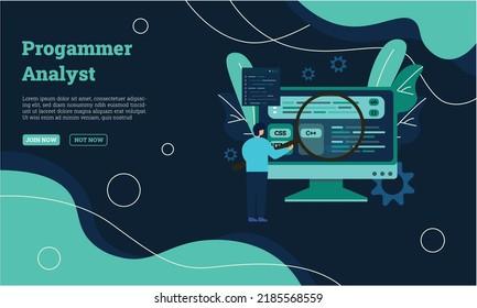 trabajo de programación de página de inicio de estilo plano