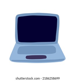 Flat style laptop vector illustration. Hand drawn notebook vector clip art