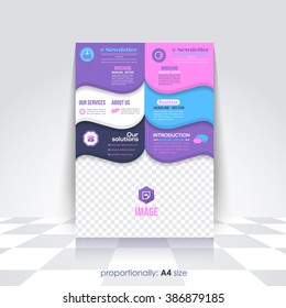 Flat Style Layered Business A4 Flyer and Brochure. Catalog Cover, Corporate Leaflet Template and Background Design