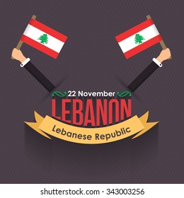 Flat Style Lebanese Republic National Celebration Card, Flat Background, Badges Vector Template 