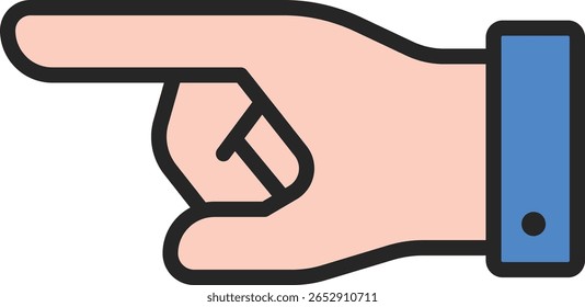 Ícone de Mão Apontando para a Esquerda em Estilo Plano com Contorno em Negrito - Ilustração de Vetor para Direção, Navegação ou Interface do Usuário de Instrução