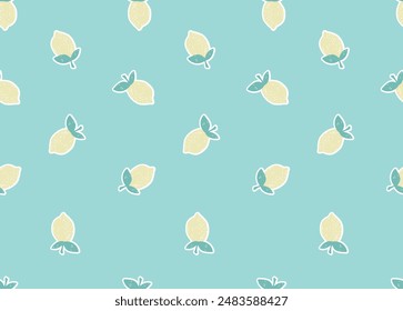 Flat style lemon vector illustration seamless pattern background isolated on light green background.  design for use all of fabric print wrapping paper and others. All over design ready to print