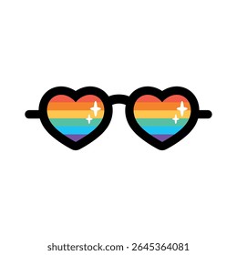 Flat Style LGBT Glasses with Rainbow Colors