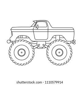 Flat style line art Monster Truck illustration