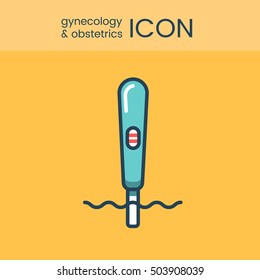 Flat style and linear design icons of gynecology and obstetrics concept. Logotype, sign and icon for print design, web, landing page and infographic.