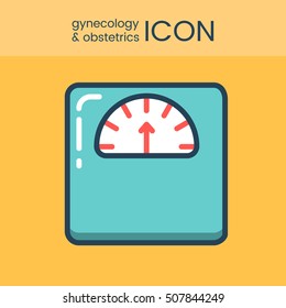 Flat style and linear design icons of gynecology and obstetrics concept. Logotype, sign and icon for print design, web, landing page and infographic.