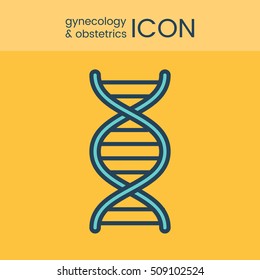 Flat style and linear design icons of gynecology and obstetrics concept. Logotype, sign and icon for print design, web, landing page and infographic.