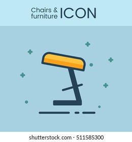 Flat style and linear design icons of alternative type of chair. Healthy chair concept. Logotype, sign and icon for print design, web, landing page and infographic