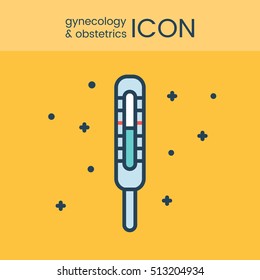 Flat style and linear design icons of gynecology and obstetrics concept. Logotype, sign and icon for print design, web, landing page and infographic