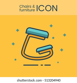 Flat style and linear design icons of alternative type of chair. Healthy chair concept. Logotype, sign and icon for print design, web, landing page and infographic.